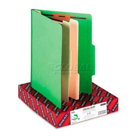 Smead Smead Top Tab Classification Folders, Two Dividers, Six-Section, Green, 10/Box 14002